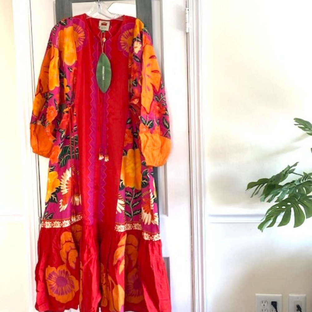 FARM Rio Sunset Patchwork Maxi Dress Tropical Dopamine - Picture 10 of 16